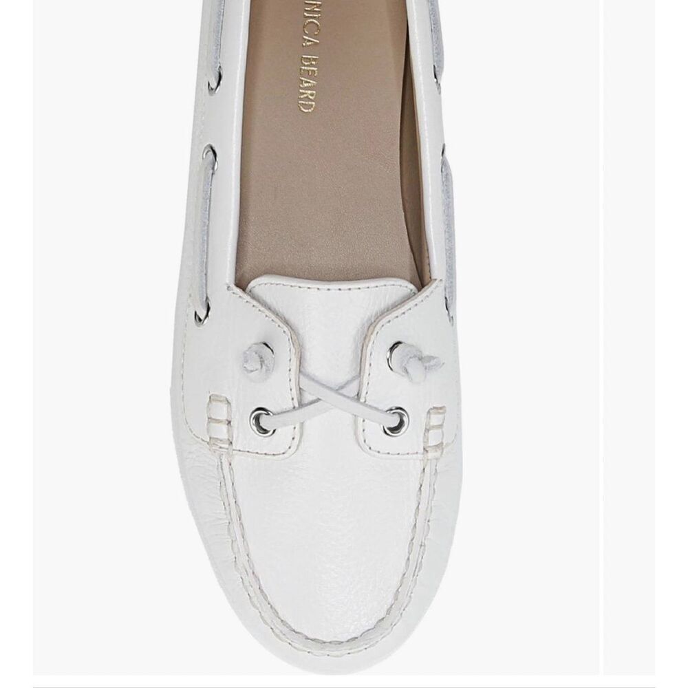 Veronica Beard white leather Jia boat shoes women’s size 8 NWB - Picture 4 of 5